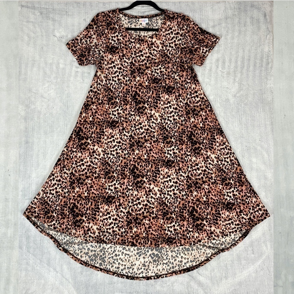 LuLaRoe Tiger Print Dress Womens XS Hi-Low Knee Length